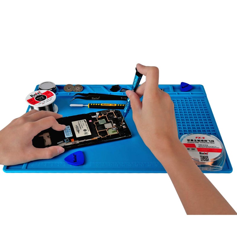 Kaisi S-140 Magnetic Insulation Silicone Soldering Mat, Heat Resistant Work Mat 932F for Repair Electronics, Phone, Soldering Iron, Gun, BGA, Workbench, Size: 13.8 x 9.8 inch - Image 5